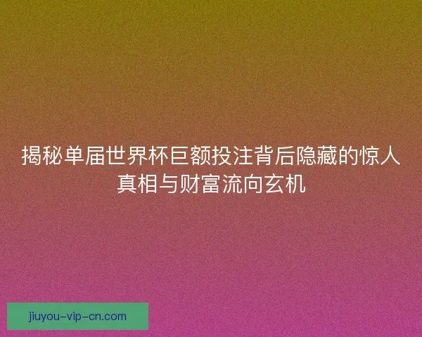 揭秘单届世界杯巨额投注背后隐藏的惊人真相与财富流向玄机 揭秘单届世界杯巨额投注背后隐藏的惊人真相与财富流向玄机