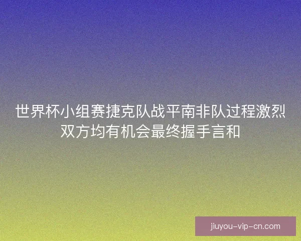 世界杯小组赛捷克队战平南非队过程激烈双方均有机会最终握手言和